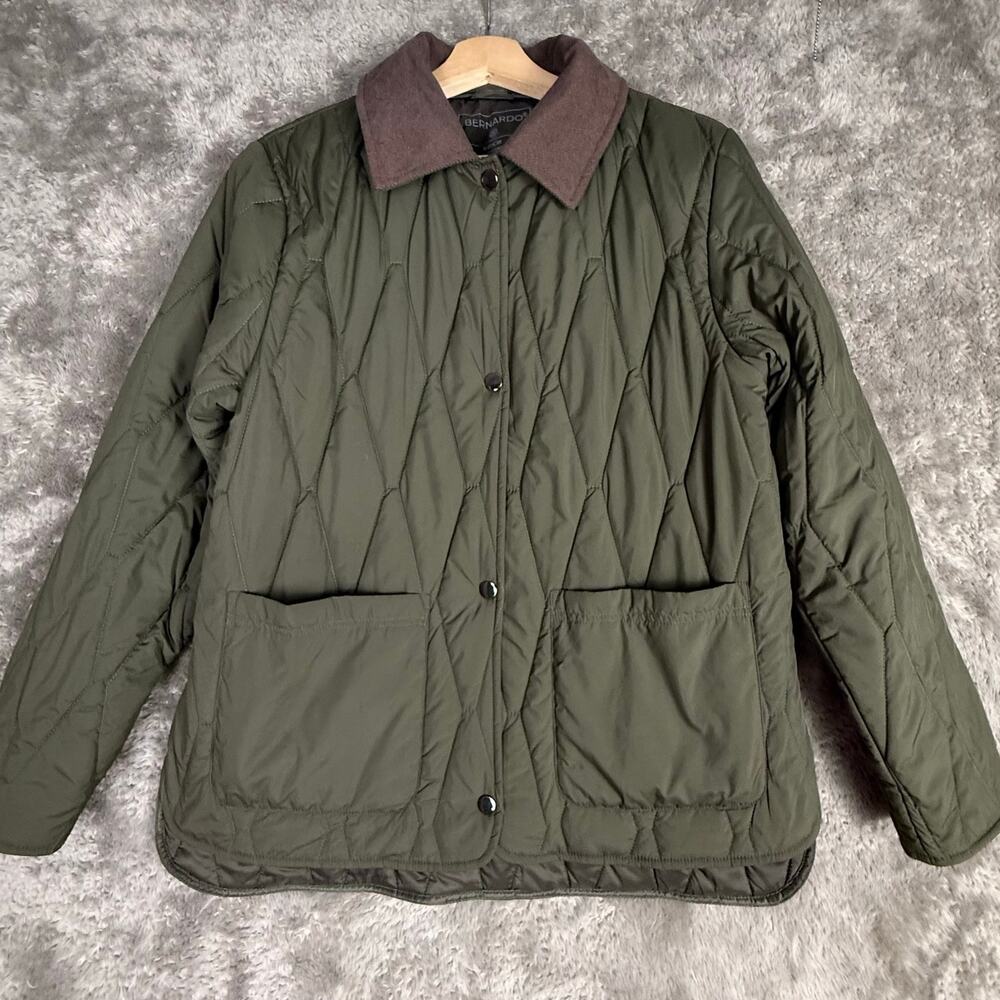 Bernardo Corduroy Collared Quilted Barn Jacket Puffer S Small EcoPlume
